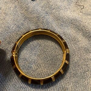 Cookie Lee Gold and Brown Hinged Bangle Bracelet